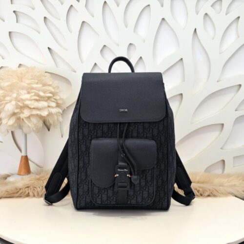Dior Saddle Backpack with Flap Black
