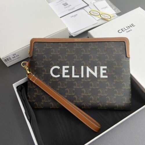 Celine Triumphe Clutch Brown