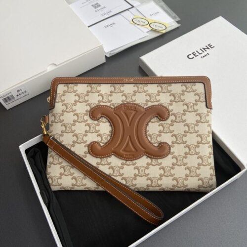 Celine Triumphe Clutch White