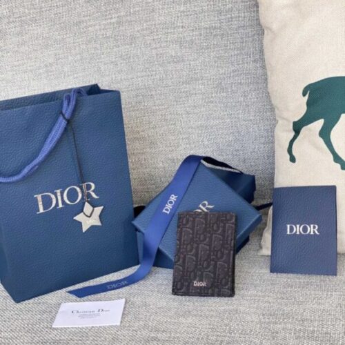 Dior Bi Fold Card Holder Black