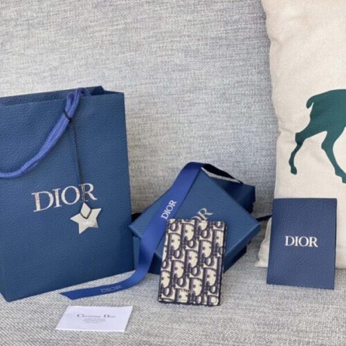 Dior Bi Fold Card Holder Oblique White