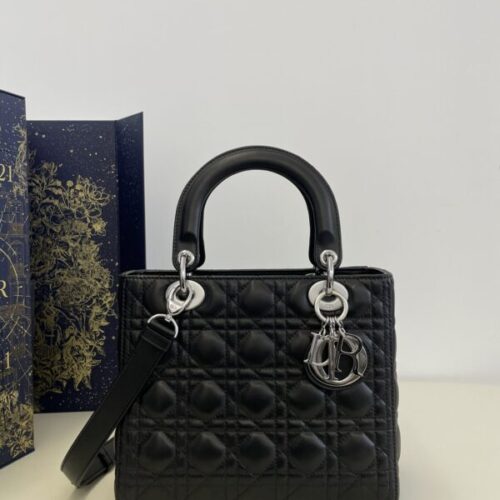 Lady Dior Large Black Silver