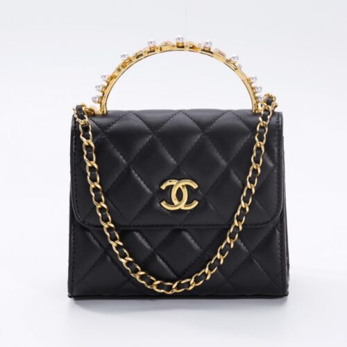 CHANEL 23B Pearl Black Handle Bag