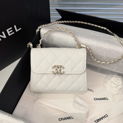 CHANEL 23P Kelly Handle White