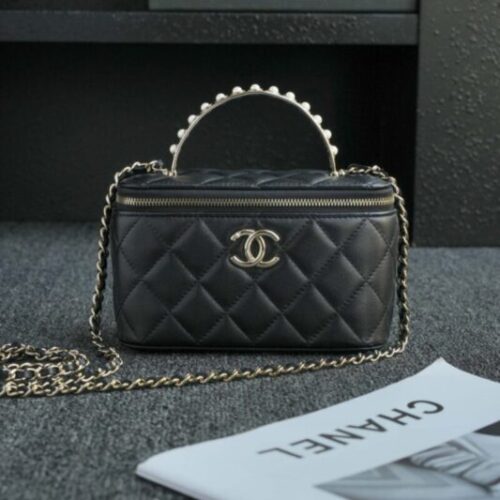 CHANEL 24s Pearl Handle Box Black