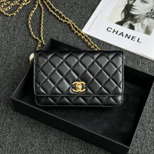 CHANEL 24s Double Pearl Woc Black