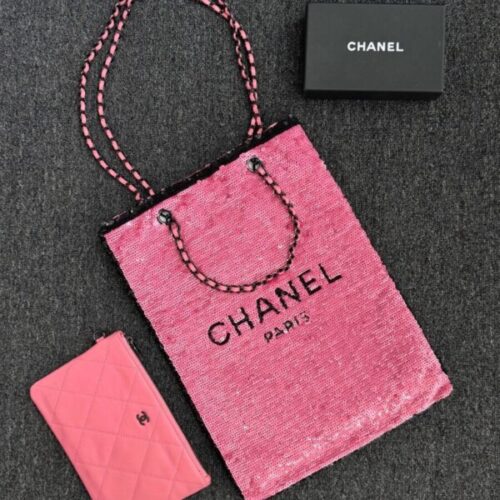 CHANEL Sequin Shoulder Bag Pink